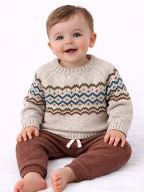 NWT Carter’s Baby Boy Sweater Pants Set Fair Isle Knit Outfit Fall Winter